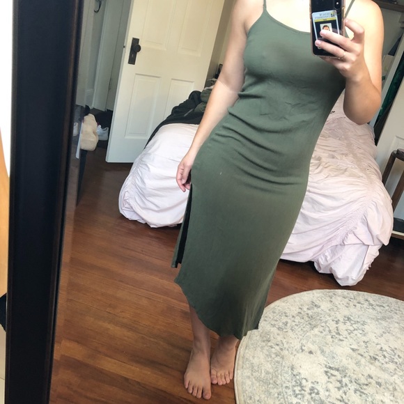 Army green midi dress - Picture 2 of 5